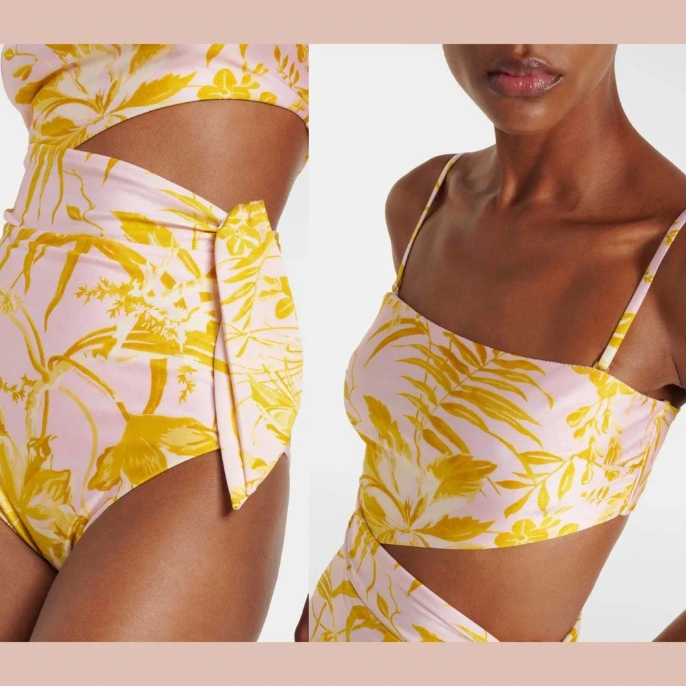 NWT ZIMMERMANN [ 2-4 US ] Golden Floral Print Scarf Tie One-Piece Swimsuit U1934 - Picture 2 of 12